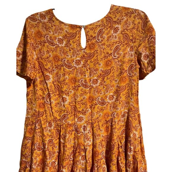 Patrons Of Peace Paisley Floral Print Mini Dress Womens Medium Boho Fit & Flare - Picture 4 of 8